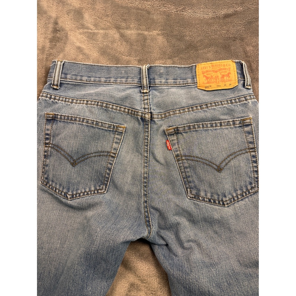Levis 505 Regular Fit Jeans Reg W29x L29 Light Wash Denim - Picture 4 of 9